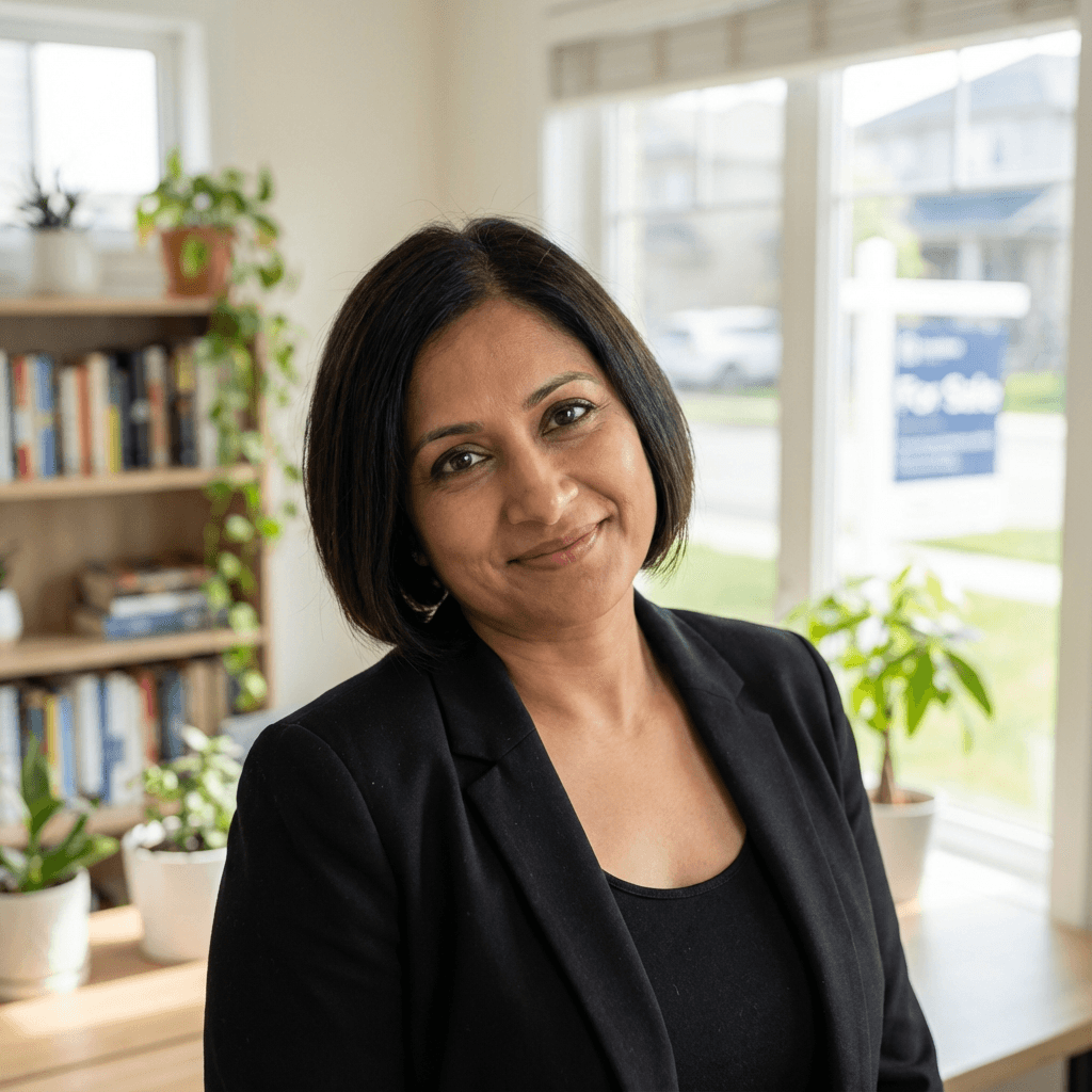 Female client in her mid 40s, looking confident